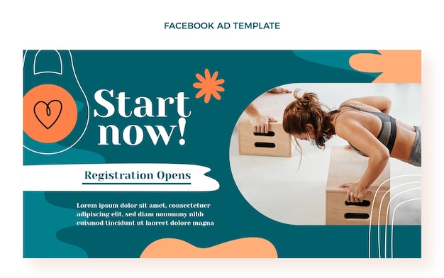 Hand drawn fitness facebook template