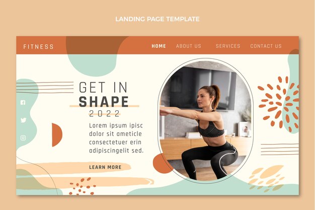 Hand drawn fitness landing page template