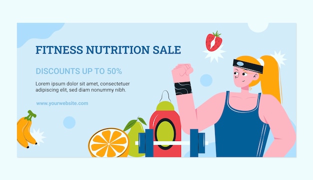 Hand drawn fitness nutrition sale banner