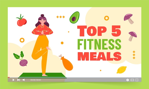 Free Vector hand drawn fitness nutrition youtube thumbnail