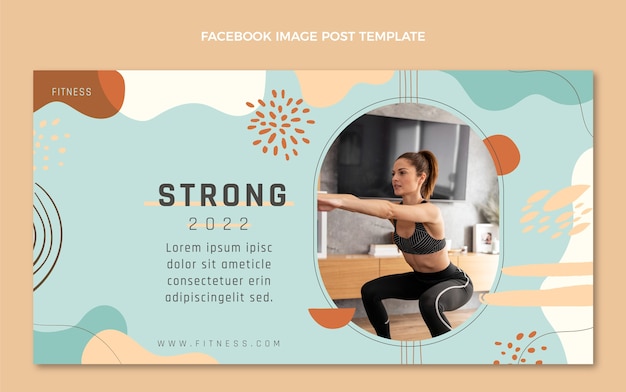 Hand drawn fitness social media post template