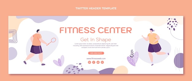 Hand drawn fitness twitter header