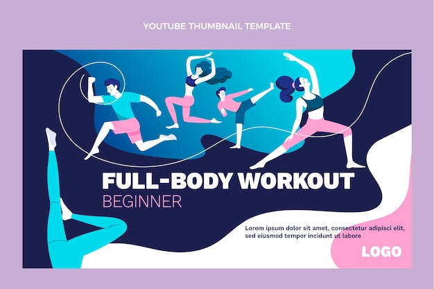 Free Vector hand drawn fitness youtube thumbnail