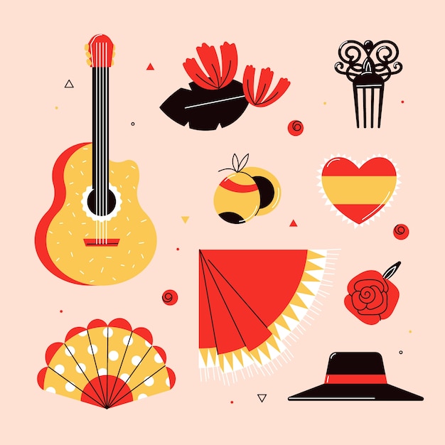 Free Vector hand drawn flamenco dance element collection