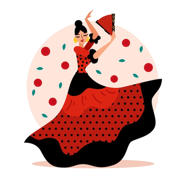 Hand drawn flamenco woman illustration