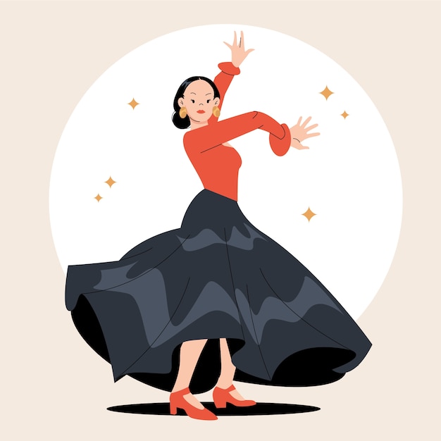 Hand drawn flamenco woman illustration