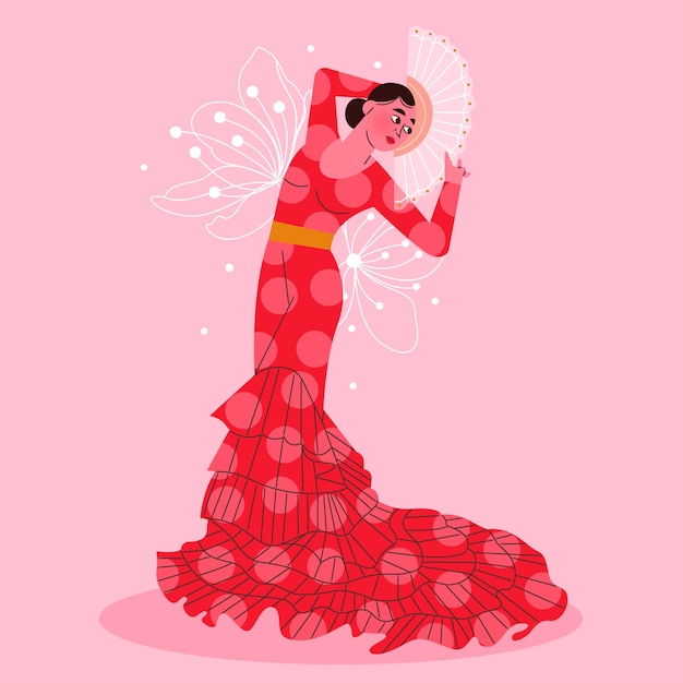 Free vector hand drawn flamenco woman illustration