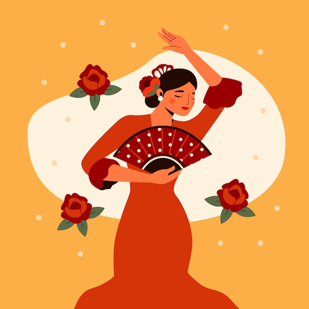 Free Vector hand drawn flamenco woman illustration