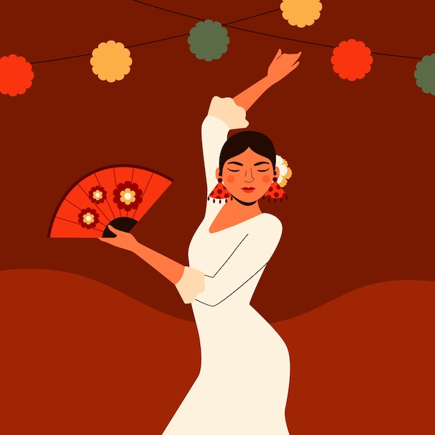 Free Vector hand drawn flamenco woman illustration