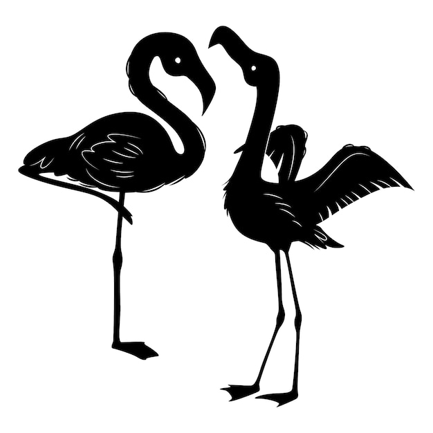 Hand drawn flamingo silhouette