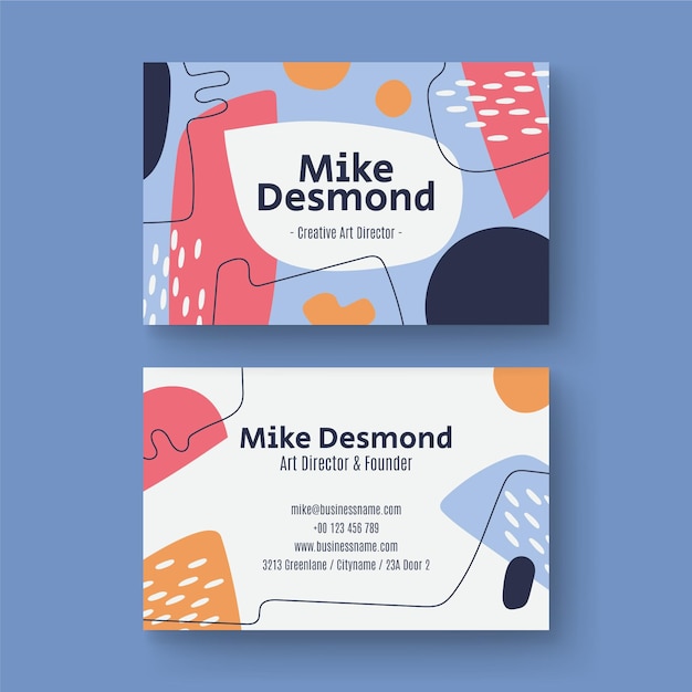 Hand drawn flat abstract shapes business card template