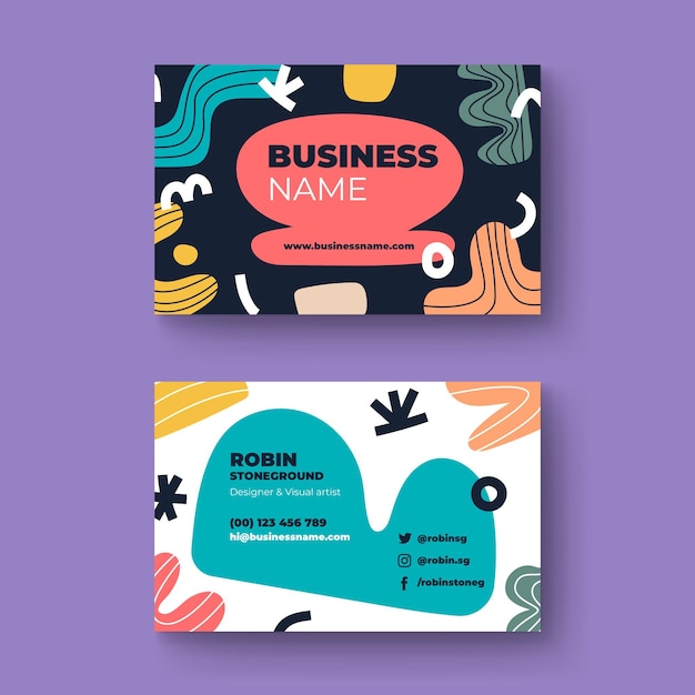 Free Vector hand drawn flat abstract shapes business card template