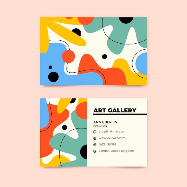 Hand drawn flat abstract shapes business card template