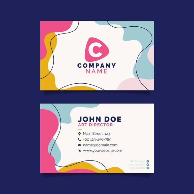 Hand drawn flat abstract shapes business card template