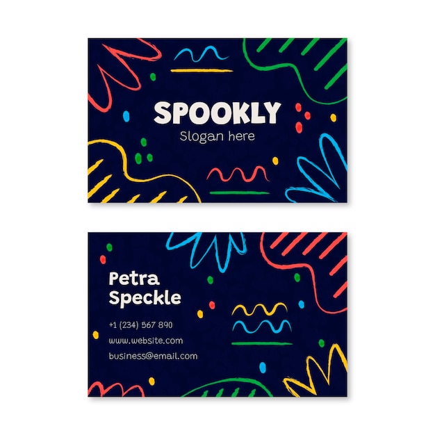 Hand drawn flat abstract shapes business cards