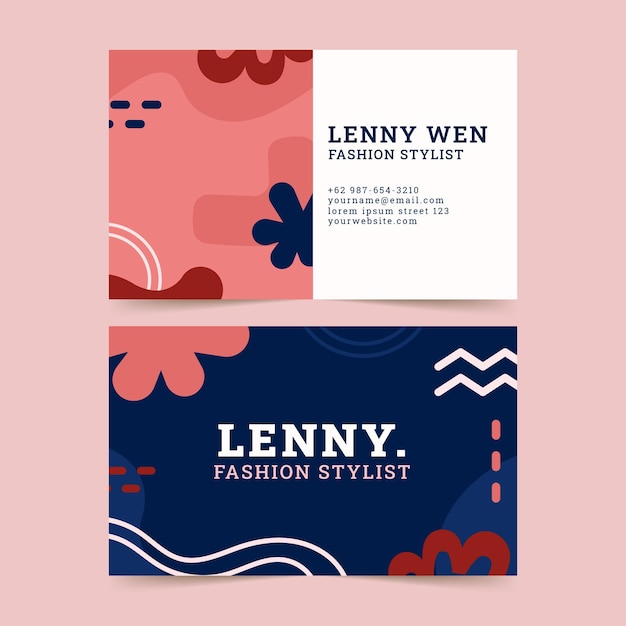 Hand drawn flat abstract shapes business cards