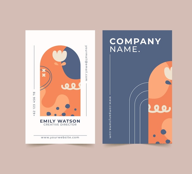 Hand drawn flat abstract shapes business cards