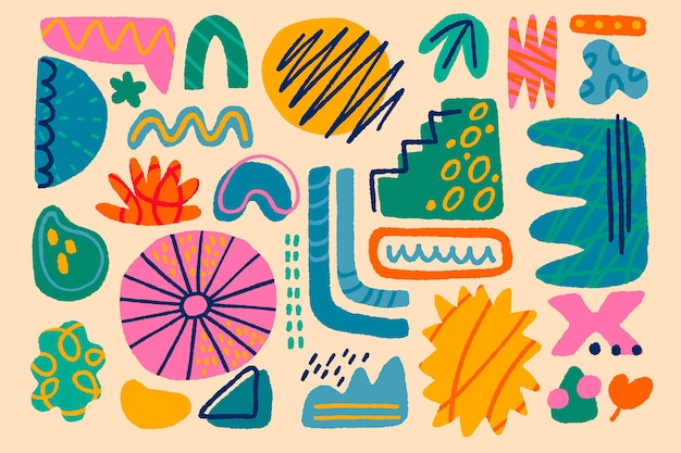 Hand drawn flat abstract shapes collection