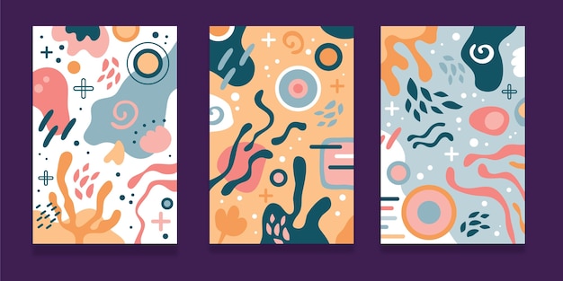 Hand drawn flat abstract shapes covers collection