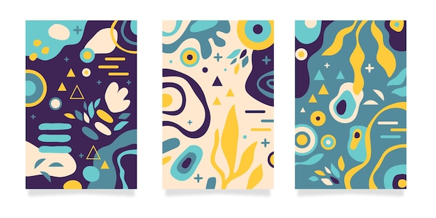 Hand drawn flat abstract shapes covers collection