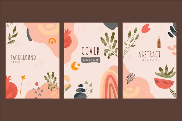 Hand drawn flat abstract shapes covers collection