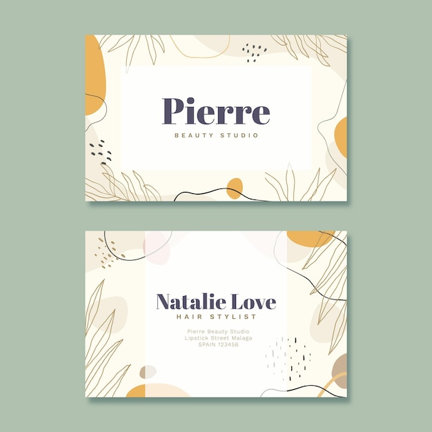 Hand drawn flat abstract shapes horizontal business card template