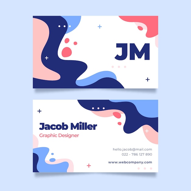 Hand drawn flat abstract shapes horizontal business card template