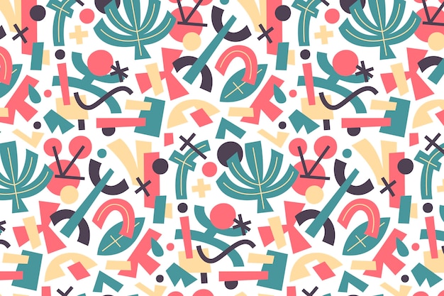 Hand drawn flat abstract shapes pattern design