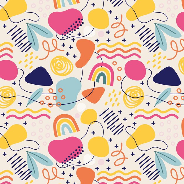 Hand drawn flat abstract shapes pattern design