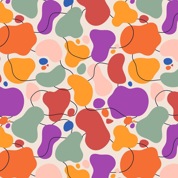 Hand drawn flat abstract shapes pattern design