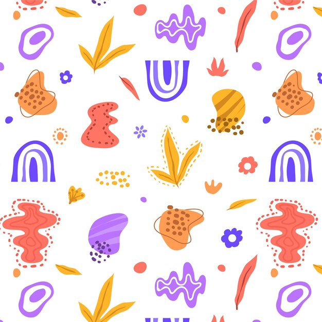 Hand drawn flat abstract shapes pattern design