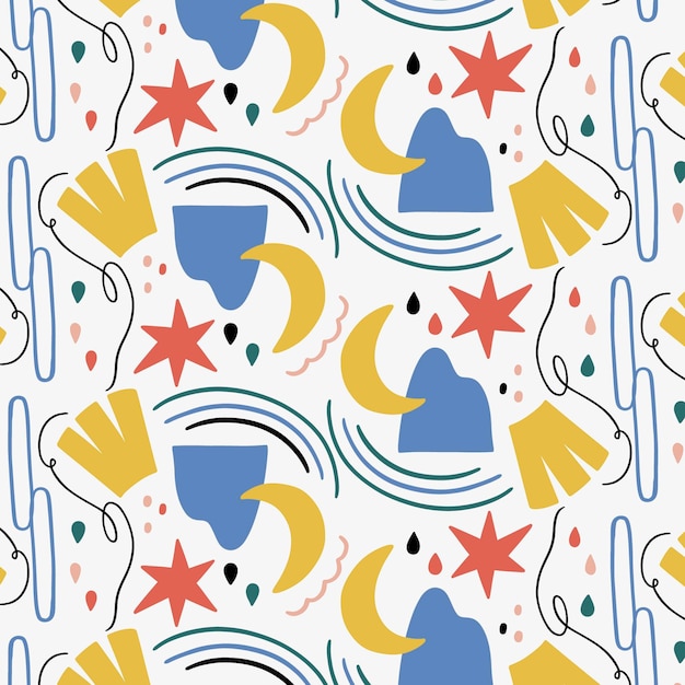 Hand drawn flat abstract shapes pattern