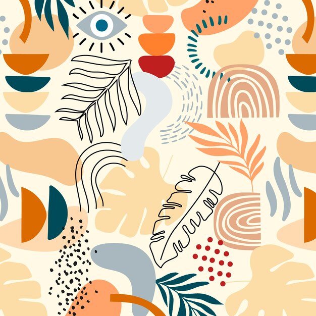 Hand drawn flat abstract shapes pattern