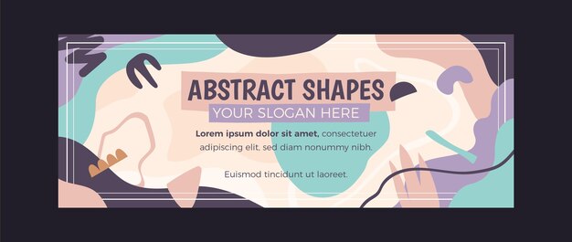 Hand drawn flat abstract shapes social media cover template