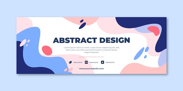 Hand drawn flat abstract shapes social media cover template