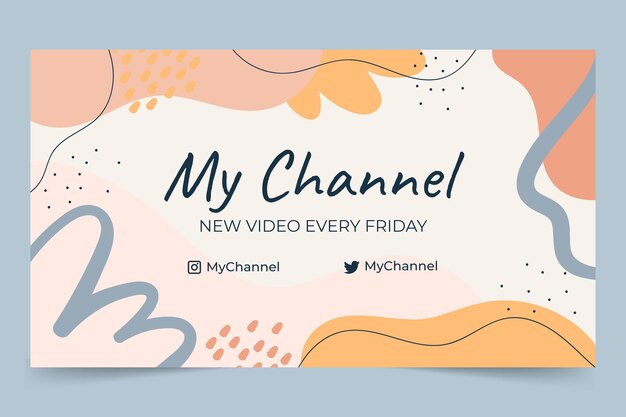 Hand drawn flat abstract shapes youtube channel art