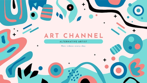 Hand drawn flat abstract shapes youtube channel art