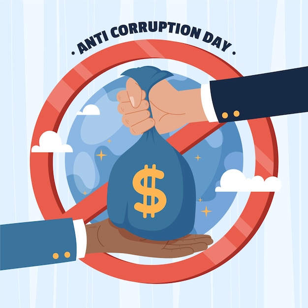 Hand drawn flat anti corruption day illustration