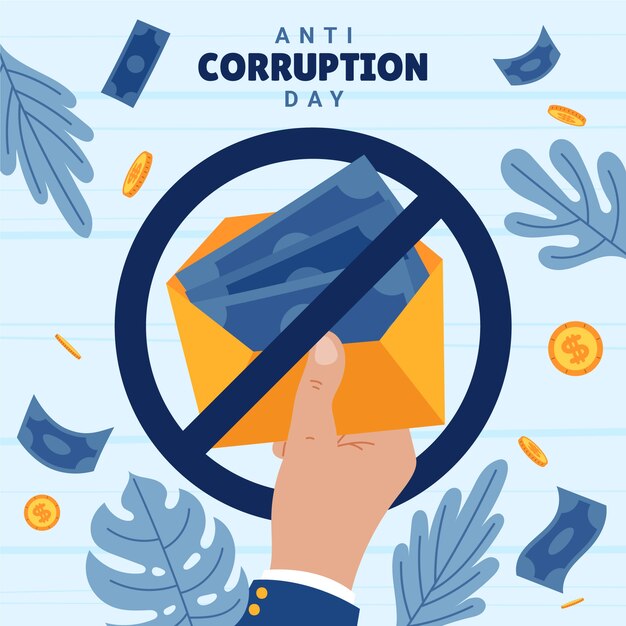 Hand drawn flat anti corruption day illustration