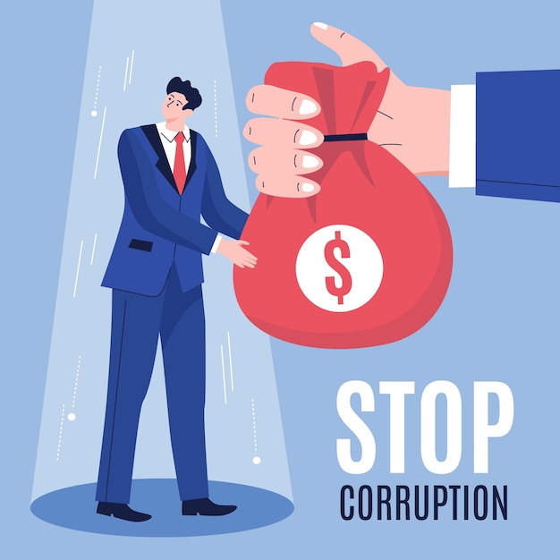 Hand drawn flat anti corruption day illustration