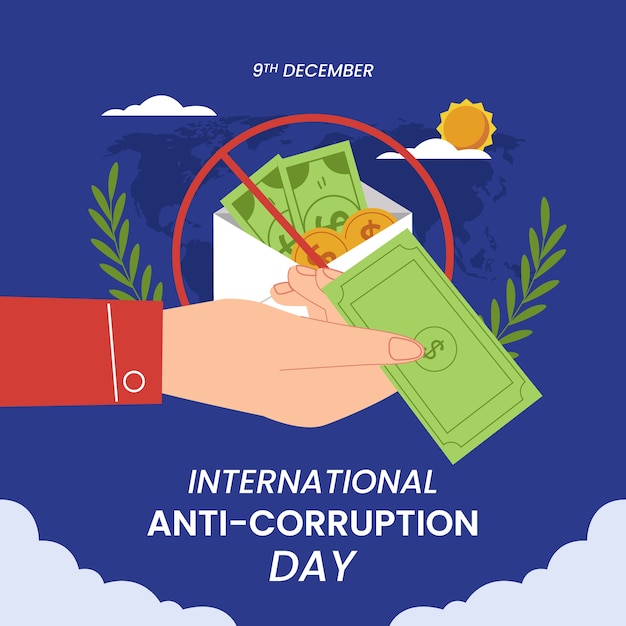 Hand drawn flat anti corruption day illustration