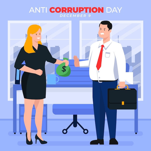 Free Vector hand drawn flat anti corruption day illustration