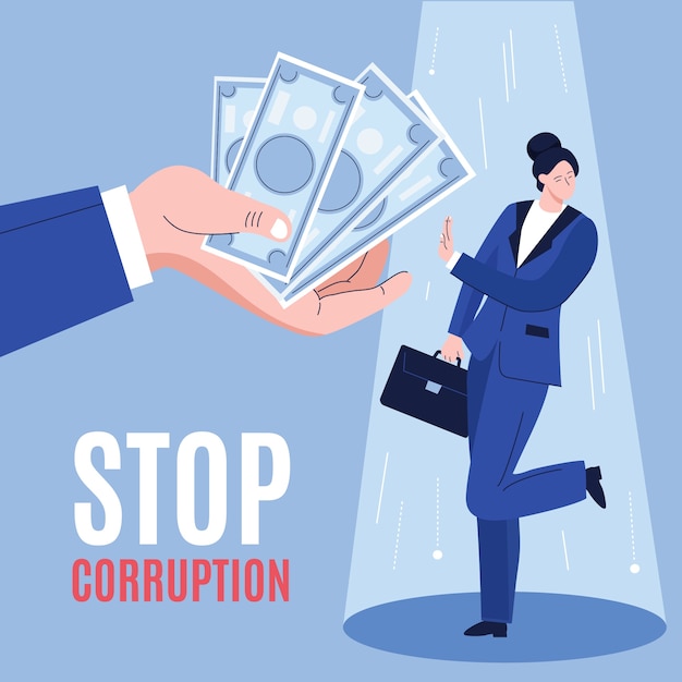 Hand drawn flat anti corruption day illustration