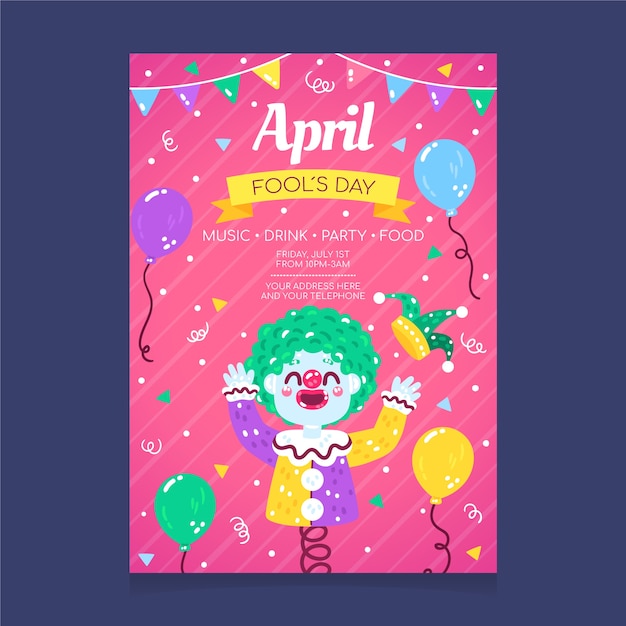 Hand drawn flat april fools day poster/flyer