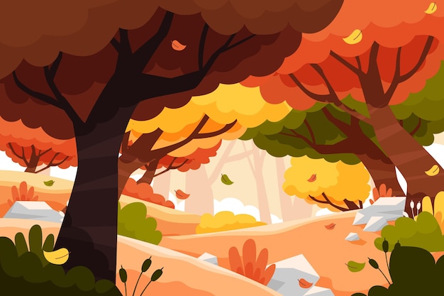 Free Vector hand drawn flat autumn background