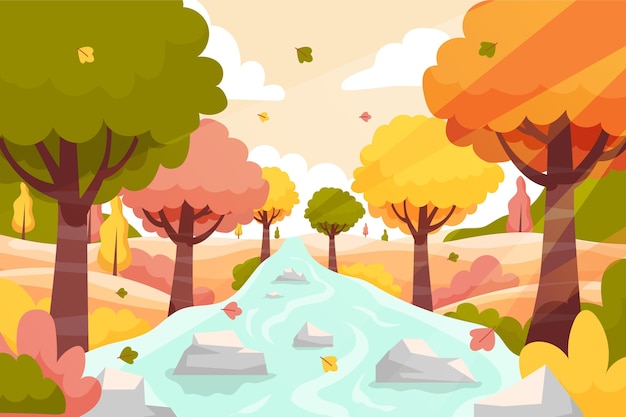 Free Vector hand drawn flat autumn background