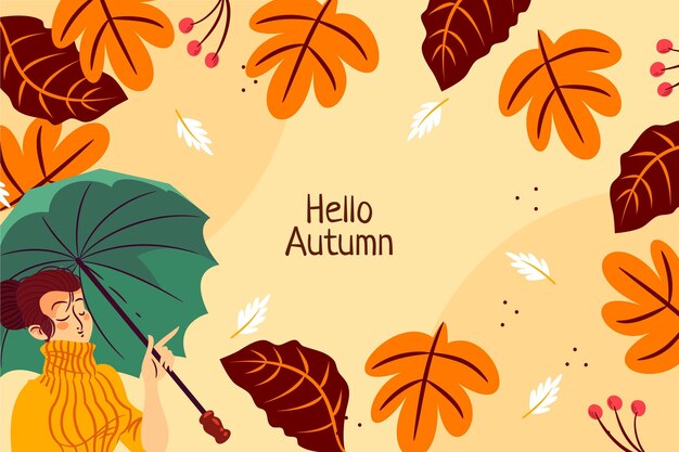 Hand drawn flat autumn background