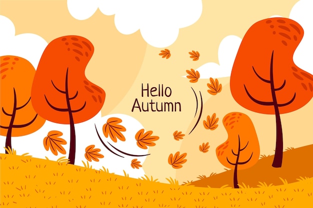 Hand drawn flat autumn background