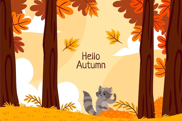 Hand drawn flat autumn background