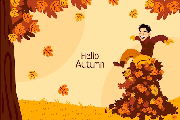 Hand drawn flat autumn background